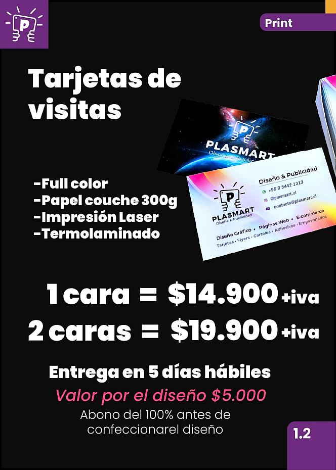 Tarjeta de presentación impresión de 100 unidades 2 caras