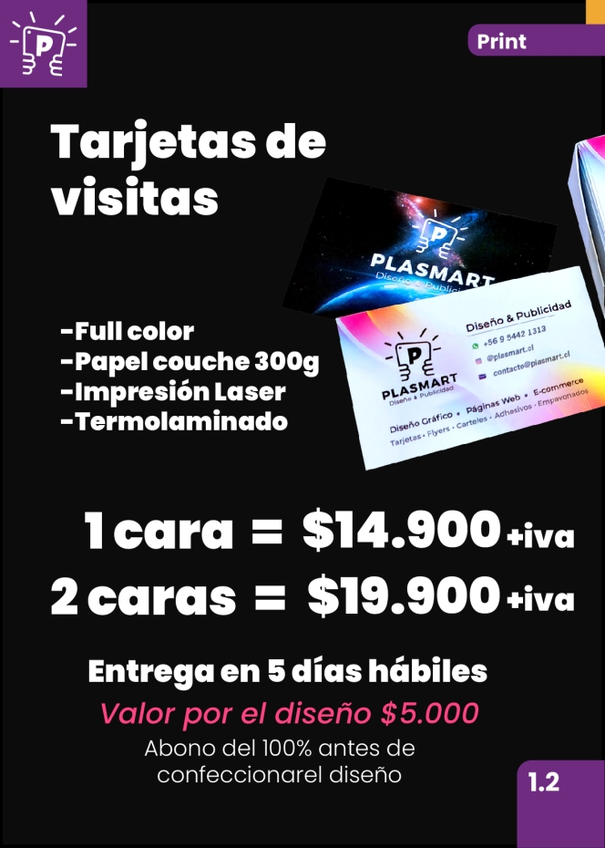 Tarjeta de presentación impresión de 100 unidades 2 caras